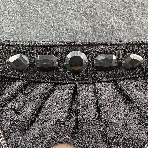 WHBM Women's Lace and Jewel Evening Bag Clutch Silver Chain Strap Black Shoulder - Picture 2 of 9
